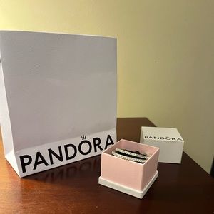 pandora silver hoop earrings w/ box and bag